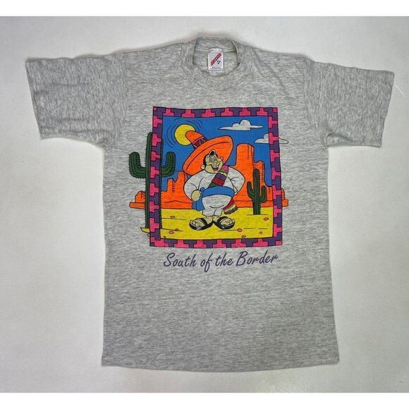 VINTAGE South Of The Border Graphic T-shirt Women Medium USA 90s Single Stitch - Picture 1 of 7